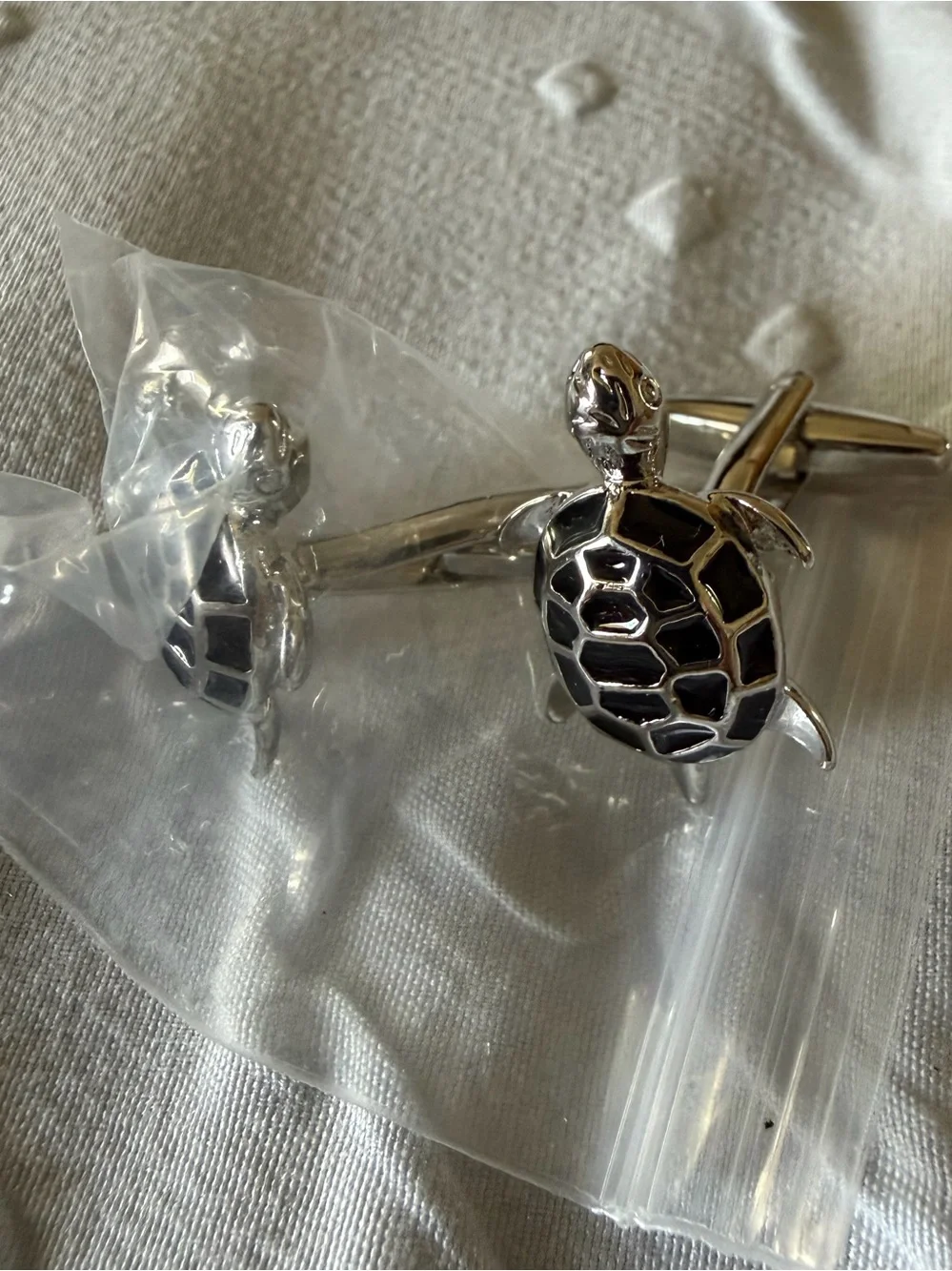 New Black & Silver Sea Turtle Cufflinks - Men's Accessories